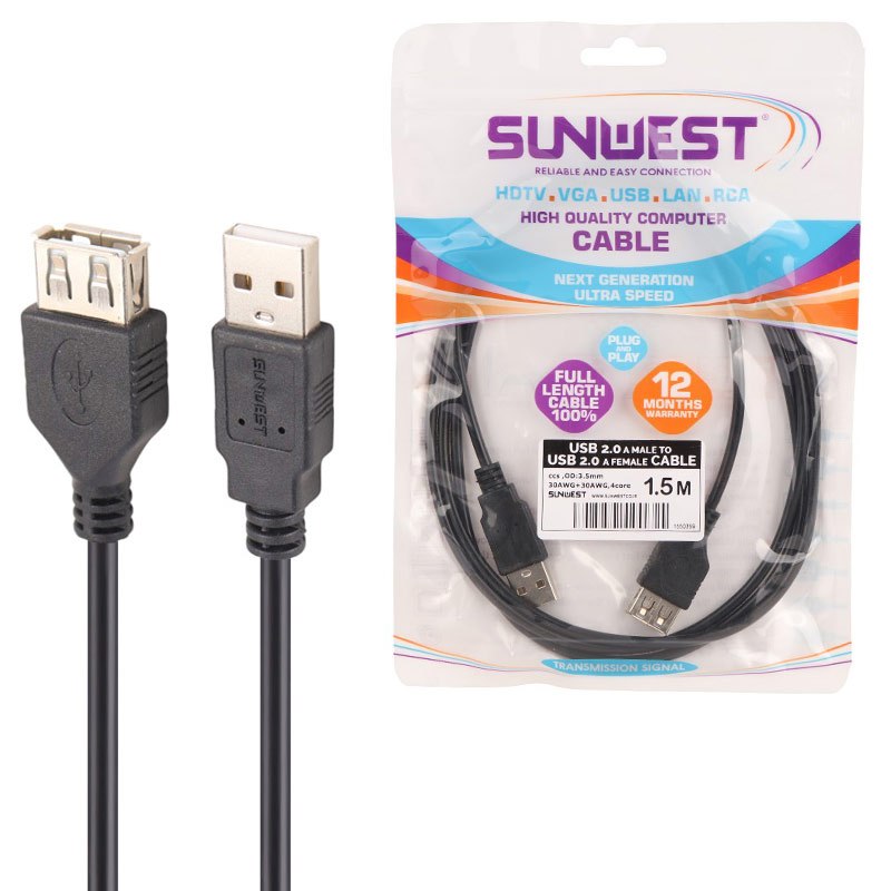 کابل افزایش طول USB سان وست طول 1.5 متر